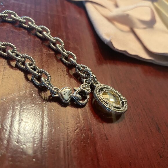 JUDITH RIPKA Sterling Silver .925 Citrine Heart Stone Rope Link 7.5" Bracelet - Picture 4 of 4